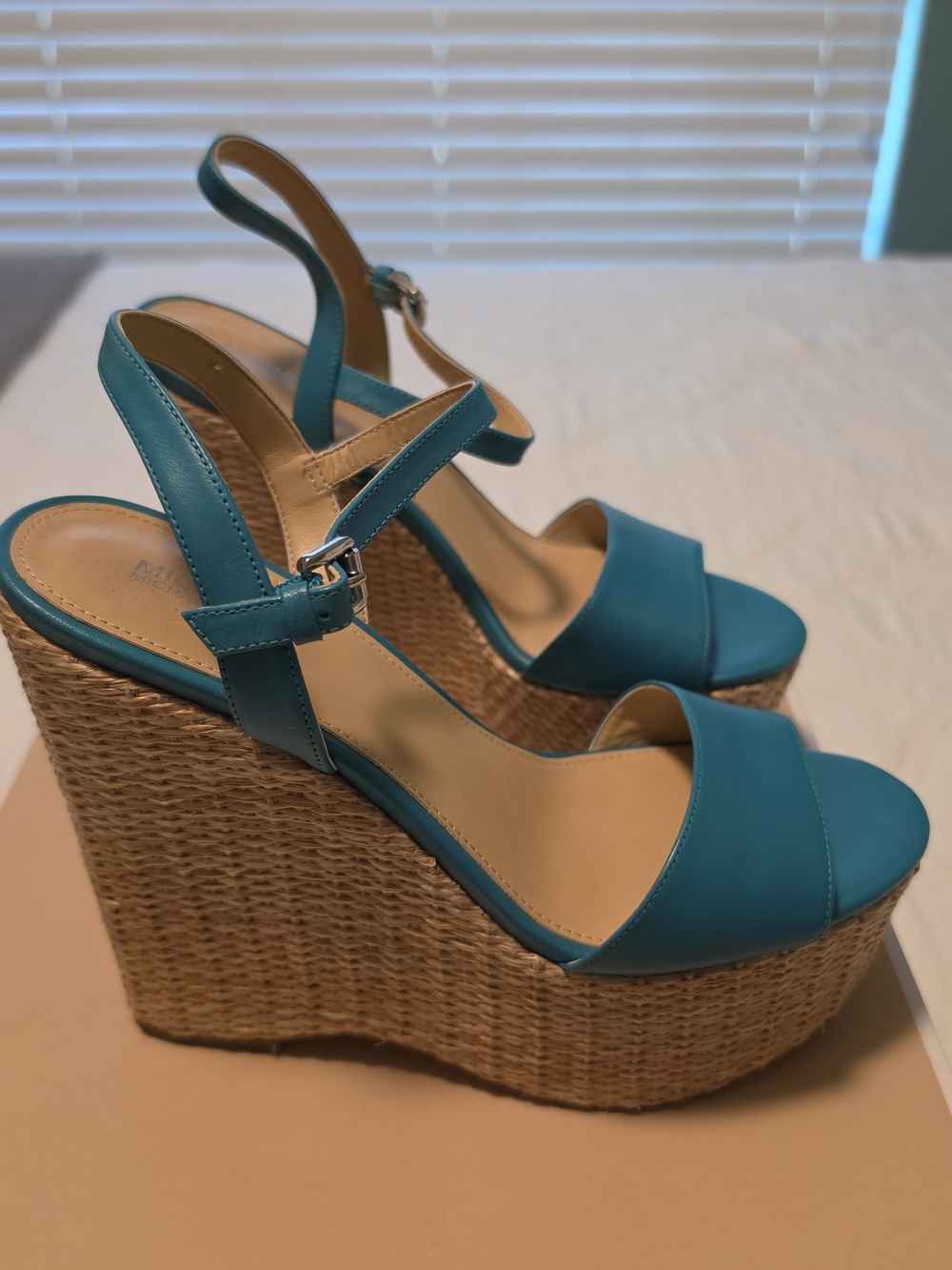Michael Kors Teal Fisher Wedge Sandals